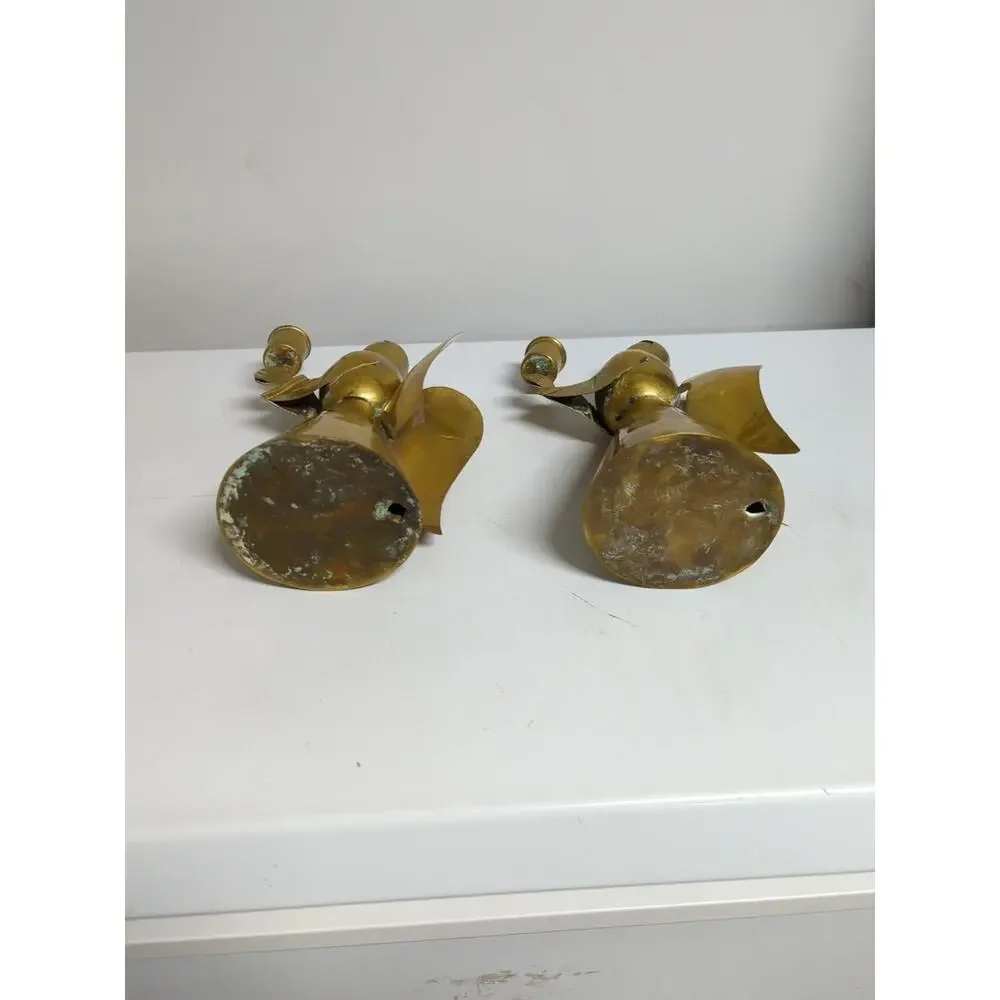 Angel Candle Holders Made In Mexico Copper Brass Set Of 2 Christmas Holiday